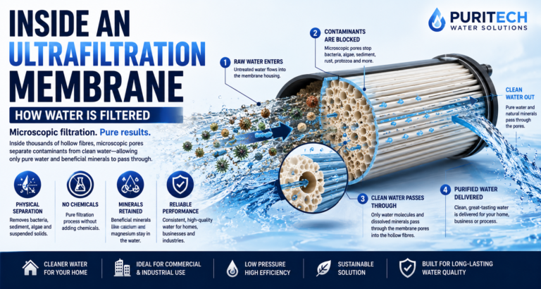 Inside an Ultrafiltration Membrane: How Water Is Filtered